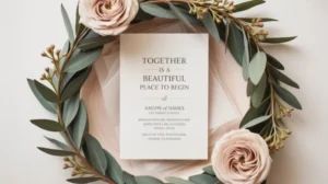 Desain undangan pernikahan simple dengan tema minimalis dan elegan