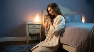 Ilustrasi doa sebelum tidur dengan suasana malam yang tenang