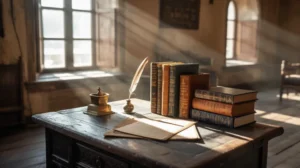 A beautiful classroom with Islamic books and study materials
