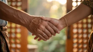 Kata-kata silaturahmi dengan gambar tangan saling berjabat tangan