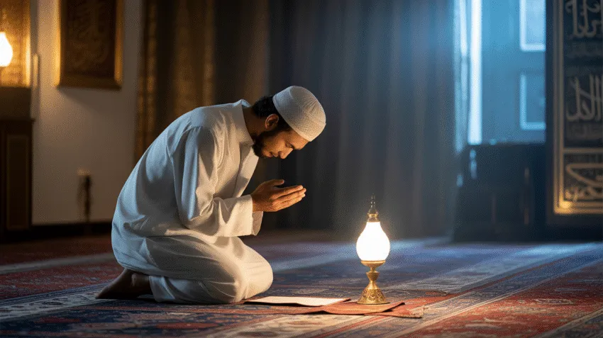 Ilustrasi shalat sunnah isya di malam hari