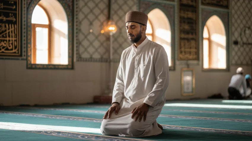 Ilustrasi tentang shalat sunnah dengan Muslim yang sedang melakukan ibadah