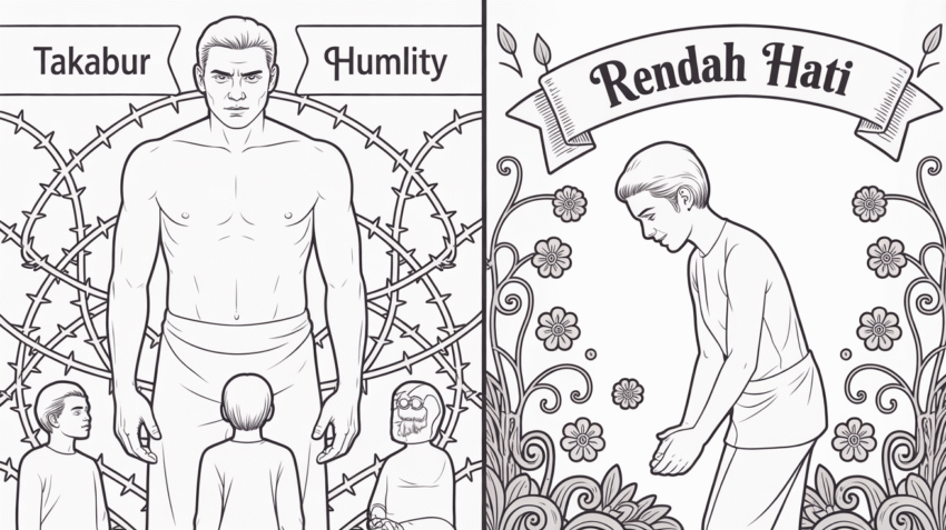 Ilustrasi takabur dan sikap rendah hati