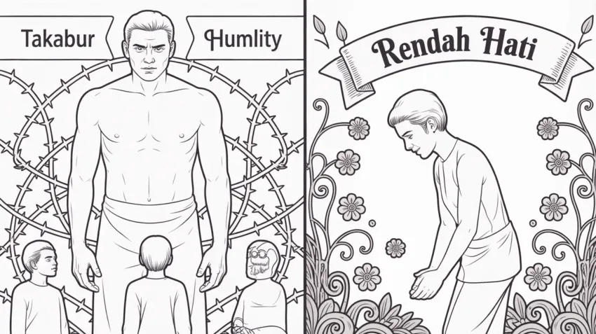 Ilustrasi takabur dan sikap rendah hati