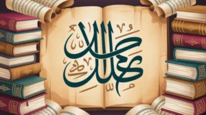 Ilustrasi 5 hadits tentang menuntut ilmu dalam Islam dengan kaligrafi Arab