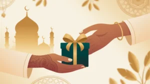 Ilustrasi pemberian hibah dalam Islam dengan latar belakang masjid