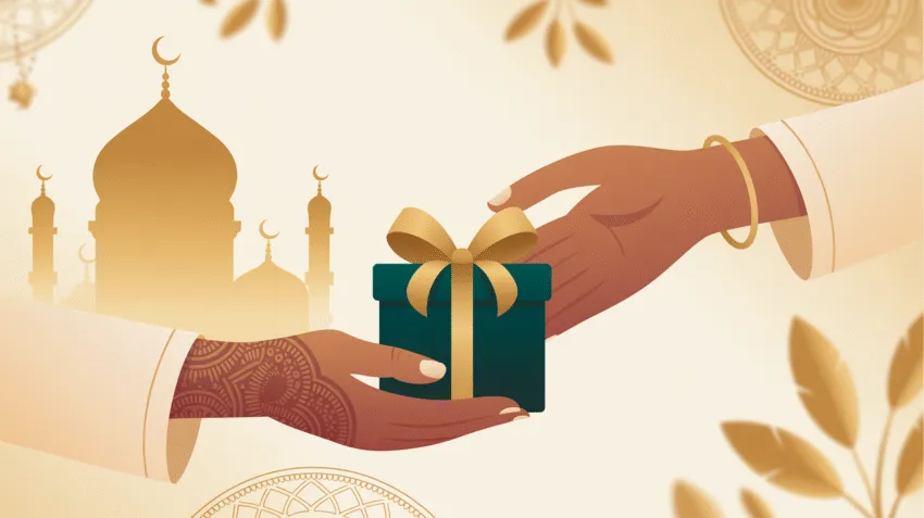 Ilustrasi pemberian hibah dalam Islam dengan latar belakang masjid