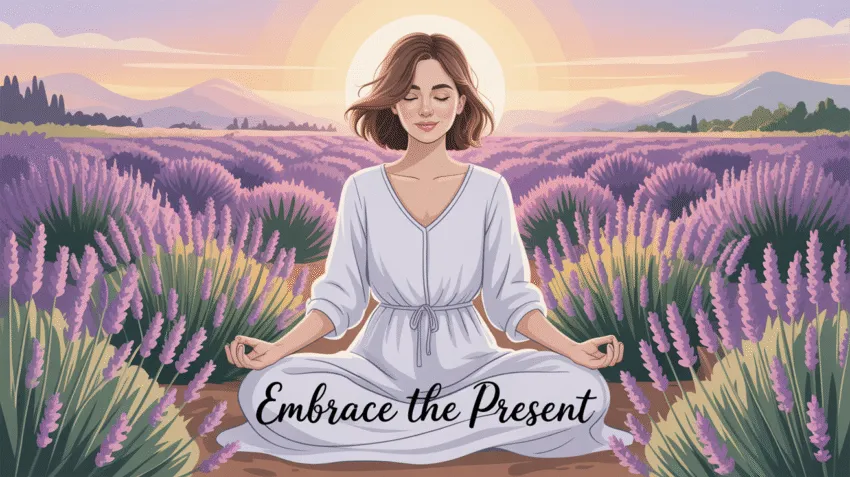 Ilustrasi orang bersyukur dengan latar alam yang tenang