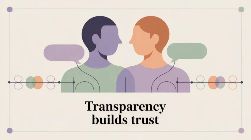 Ilustrasi konsep kejujuran dengan gambar orang berbicara jujur dan transparan