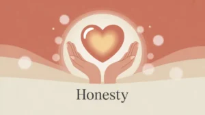 Ilustrasi konsep kejujuran dengan simbol hati bersih dan tangan terbuka