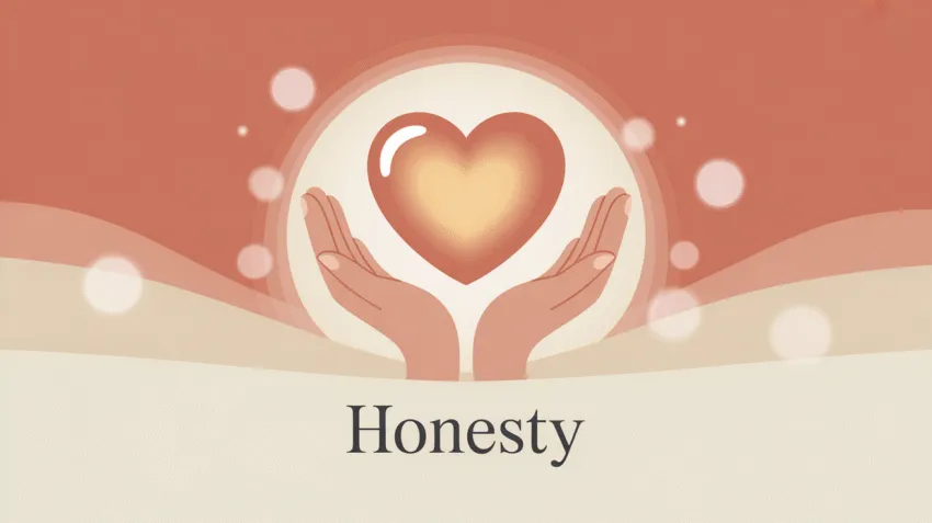 Ilustrasi konsep kejujuran dengan simbol hati bersih dan tangan terbuka