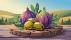 Ilustrasi Surah At-Tin dengan simbolik buah Tin dan Zaitun