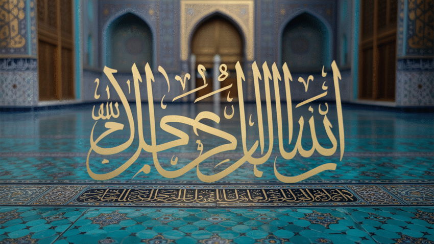 Ilustrasi ayat bersyukur dalam Al-Qur'an dengan kaligrafi indah