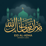 Ilustrasi bilal Idul Adha singkat dengan teks Arab dan terjemahan
