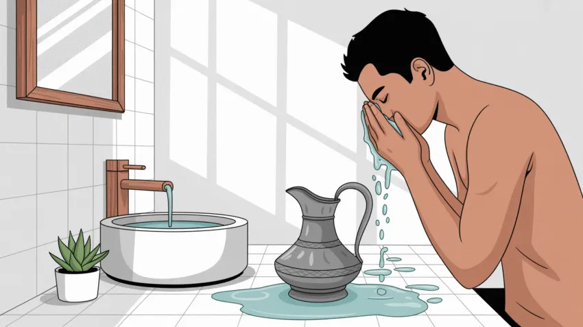 Ilustrasi cara ambil wudhu yang benar