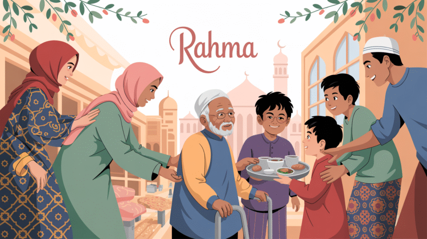 Ilustrasi orang berakhlak mulia dalam kehidupan sehari-hari