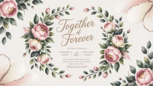 Contoh tulisan undangan pernikahan elegan dengan dekorasi bunga