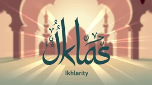 Ilustrasi konsep ikhlas dalam Islam dengan kaligrafi Arab dan cahaya spiritual