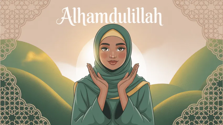 Ilustrasi orang bersyukur dengan tangan terangkat ke langit