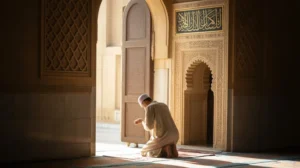 Doa keluar masjid latin dengan latar belakang masjid