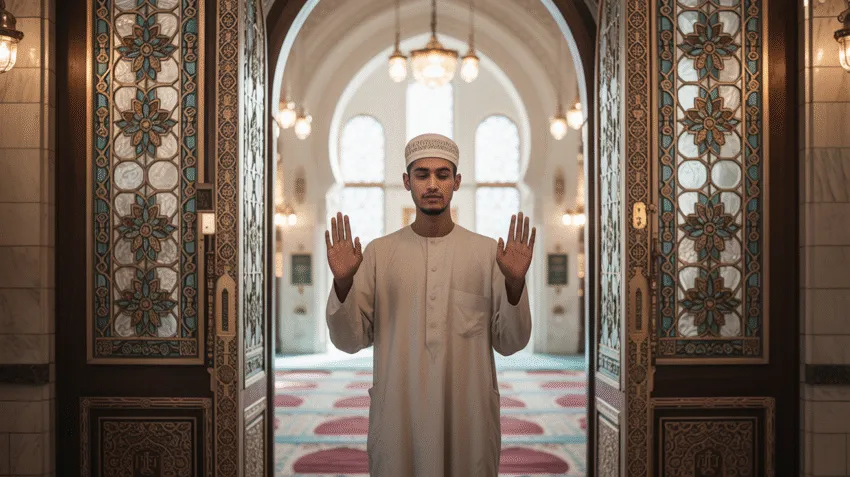 Doa masuk masjid dan artinya