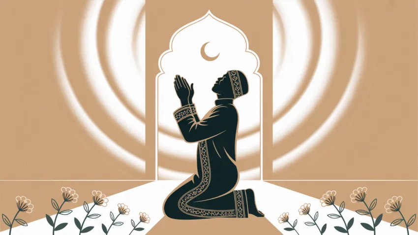 Ilustrasi doa mohon kesembuhan dari penyakit dengan tangan terangkat ke langit