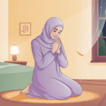 Ilustrasi doa sebelum tidur dengan suasana tenang dan damai