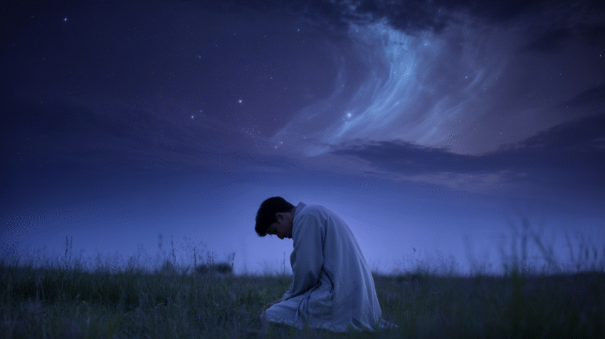 Doa setelah shalat tahajud dalam suasana malam yang penuh ketenangan