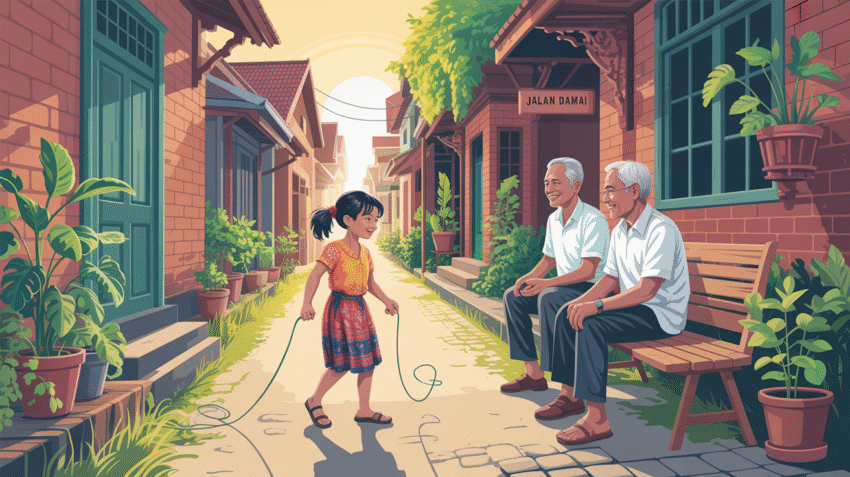 Ilustrasi Gang Sabar dengan suasana kehidupan sosial masyarakat