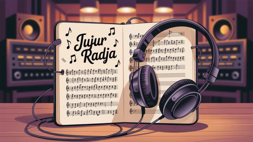 Lirik lagu Jujur Radja dengan latar belakang musik dan lirik tertulis