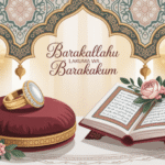 Ilustrasi jujuran atau mahar dalam pernikahan Islam dengan latar belakang elegan