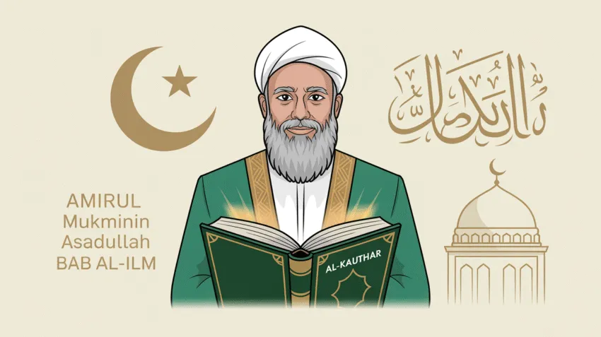 Ilustrasi Ali bin Abi Thalib dengan berbagai julukan