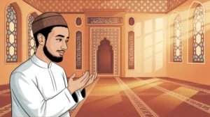 Ilustrasi seseorang sedang melaksanakan shalat sunnah rawatib di masjid