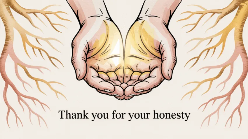 Ilustrasi makna kata jujur dengan gambar tangan terbuka dan cahaya kejujuran