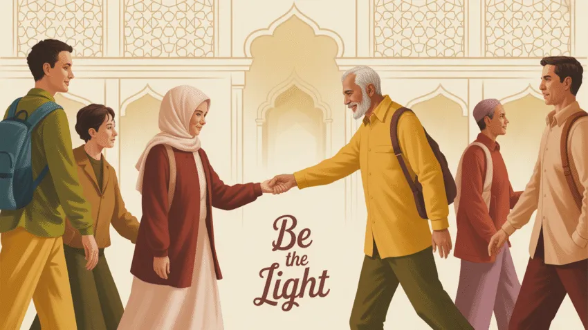 Ilustrasi meneladani akhlak Rasulullah dalam kehidupan sehari-hari