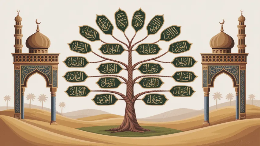 Ilustrasi sejarah keluarga Umar bin Khattab dengan latar belakang Arab kuno