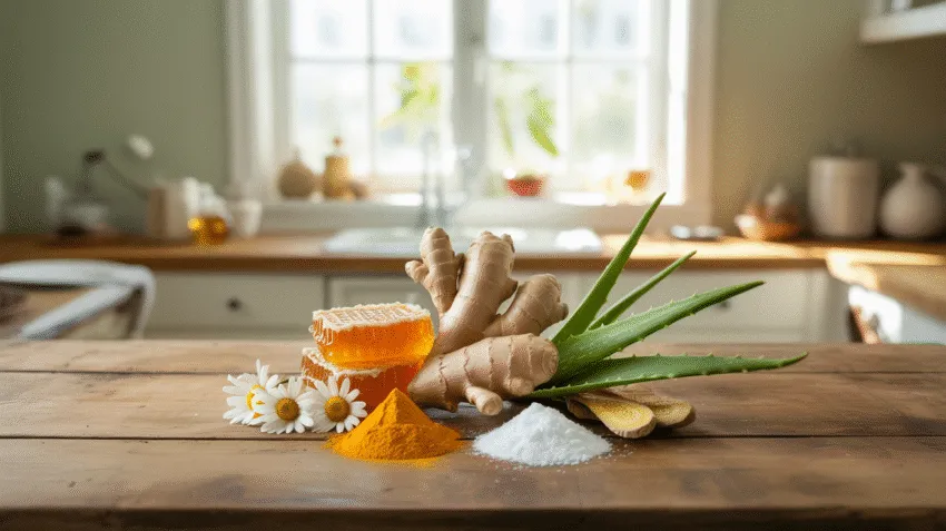 Berbagai bahan alami untuk mengobati asam lambung seperti jahe, madu, dan lidah buaya