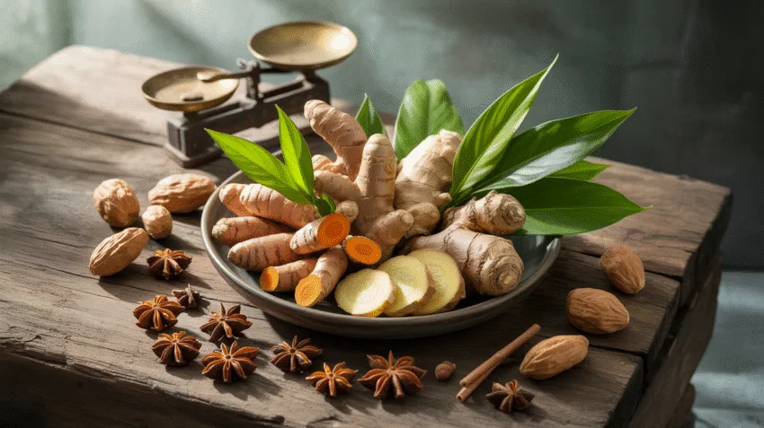 Obat herbal tipes tradisional dengan berbagai rempah dan tanaman obat