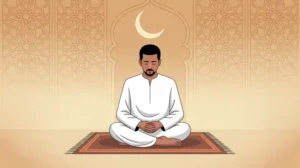 Ilustrasi seseorang sedang berdzikir setelah sholat taubat dengan khusyuk
