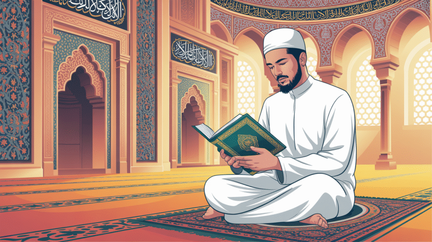 Ilustrasi muslim sedang melaksanakan sunnah shalat Jumat di masjid