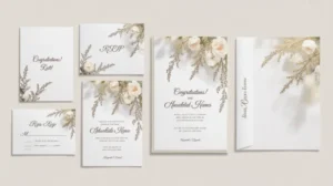 Berbagai ukuran undangan pernikahan dengan desain elegan dan modern