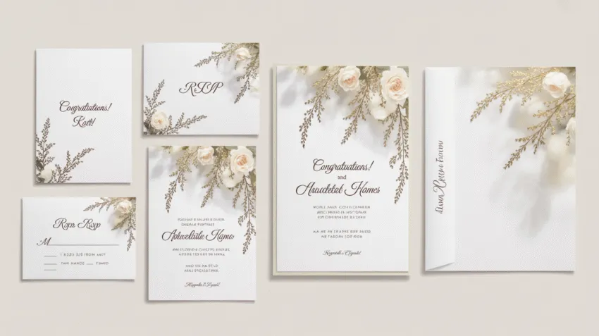 Berbagai ukuran undangan pernikahan dengan desain elegan dan modern