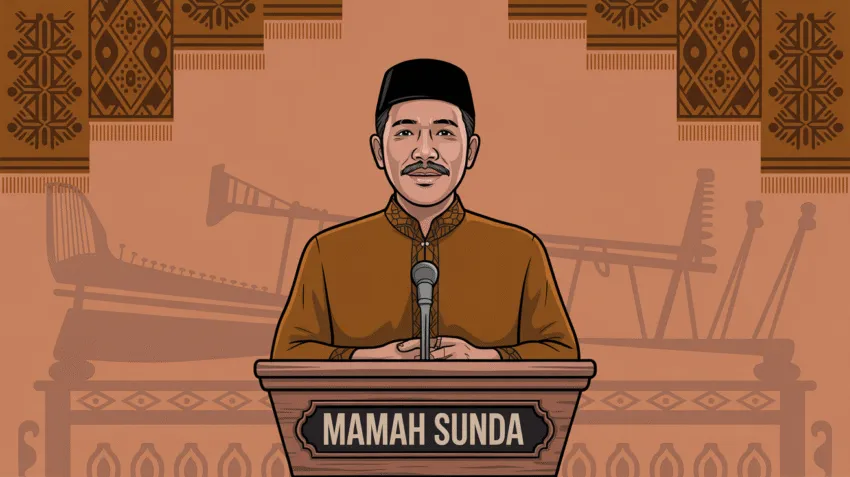 Ilustrasi pidato bahasa Sunda tentang akhlak dengan latar budaya Sunda
