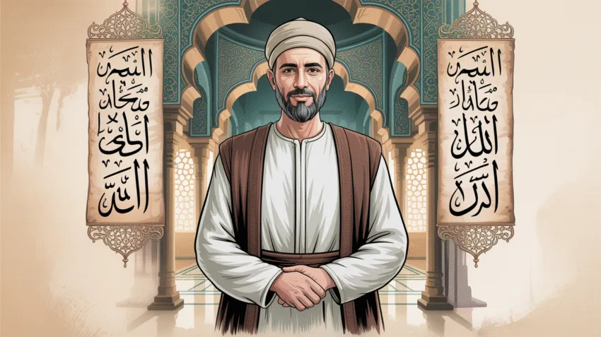 Ilustrasi Ali bin Abi Thalib dengan latar sejarah Islam