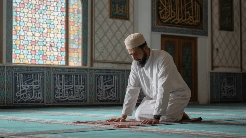 Ilustrasi seseorang sedang melakukan sujud syukur dengan khusyuk