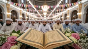 Perayaan Maulid Nabi Muhammad SAW dengan umat Islam bershalawat