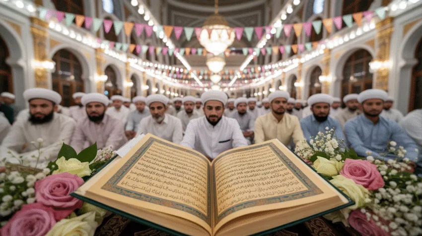 Perayaan Maulid Nabi Muhammad SAW dengan umat Islam bershalawat