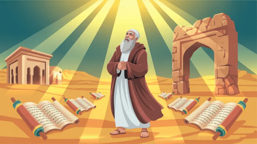 Ilustrasi perjalanan sejarah nabi-nabi dalam Islam dengan visual yang inspiratif