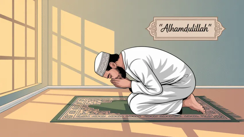 Ilustrasi seseorang sedang melaksanakan shalat sunnah mutlak dengan khusyuk
