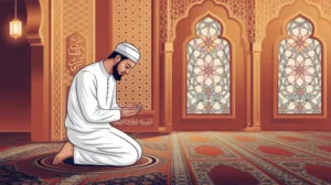 Ilustrasi seseorang sedang melaksanakan shalat sunnah wudhu dengan khusyuk